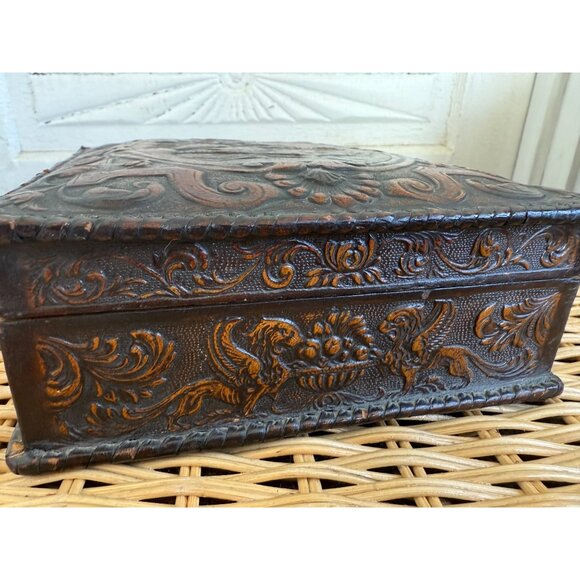 Vintage 60's Spanish Don Quixote Tooled Leather Cigarette Box - Picture 15 of 16